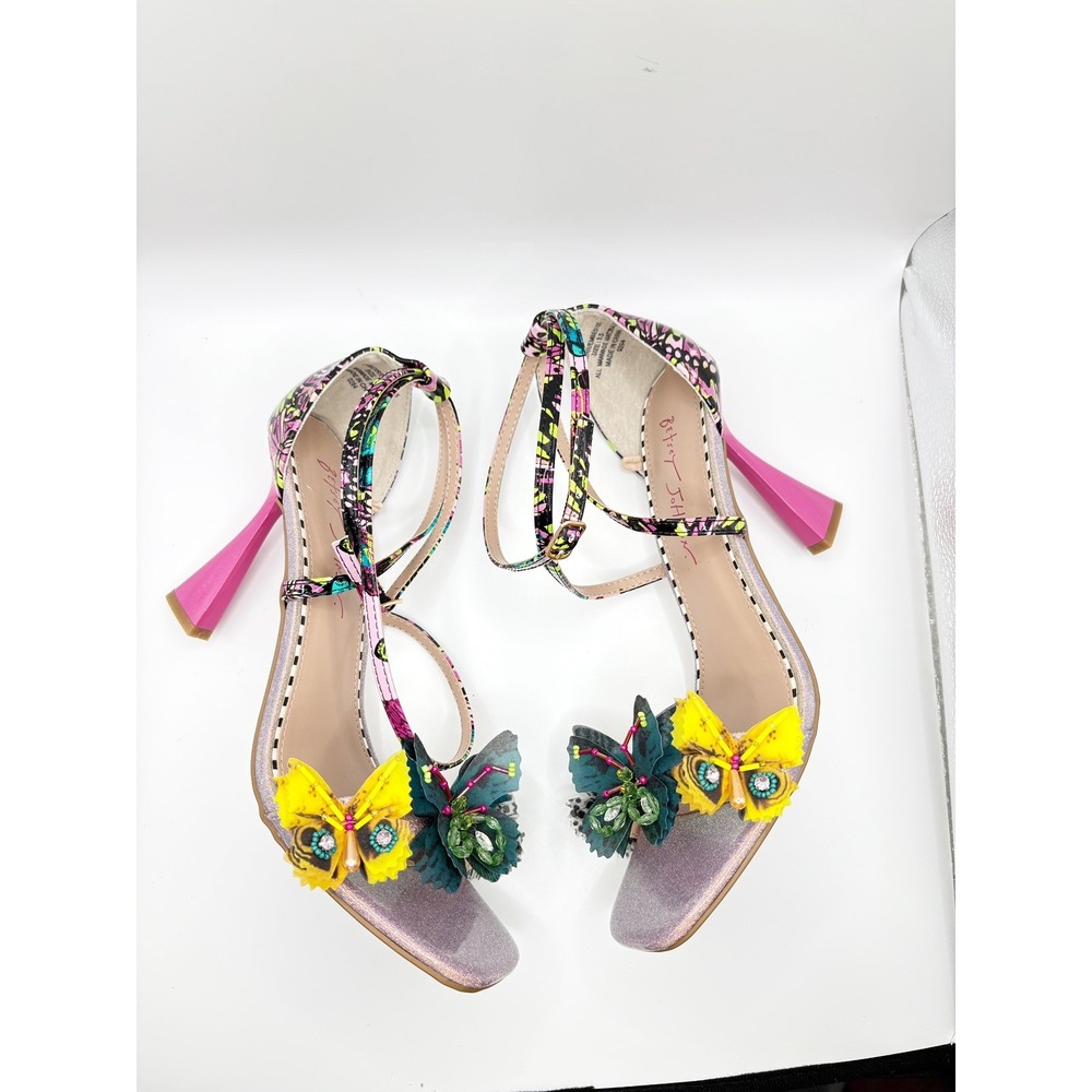 Betsey Johnson Everlee Heeled Sandals Butterflies Strappy Size 9.5